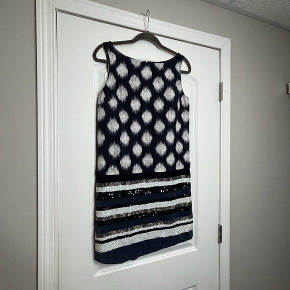 Sachin + Babi For Ankasa Blue/White Sequin Sheath Dress Size 4 - Picture 4 of 7